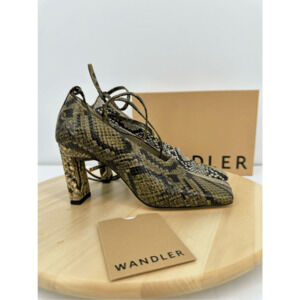 Wandler Isa Alingback Snake Print Square Toe Pumps Goat Leather Size 6 Mobwife